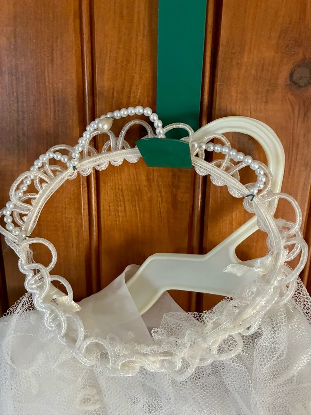 Vintage girls' size8 white dress with floral embroidery,Slip and veil.